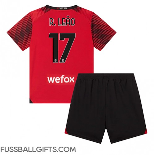 AC Milan Rafael Leao #17 Fußballbekleidung Heimtrikot Kinder 2023-24 Kurzarm (+ kurze hosen)